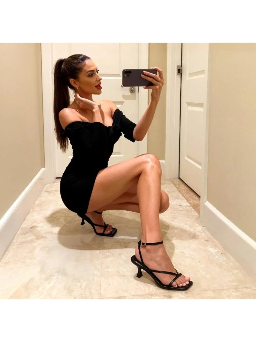 Dream Pairs Women's Black Pu Open Toe Dressy Thong Comfort Kitten Heel Sandals